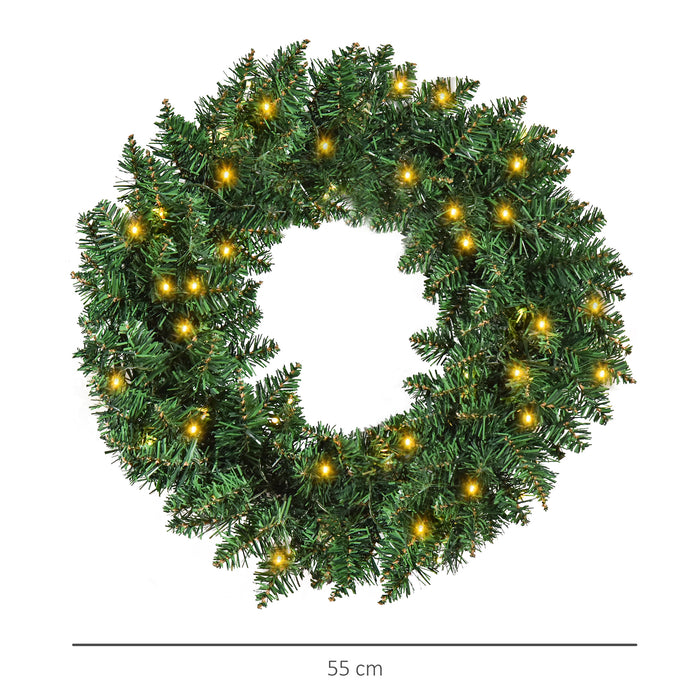 Holiday Elegance Wreath - 50 Sparkling LED Lights Christmas Decor - Perfect Front Door Accessory for Seasonal Charm