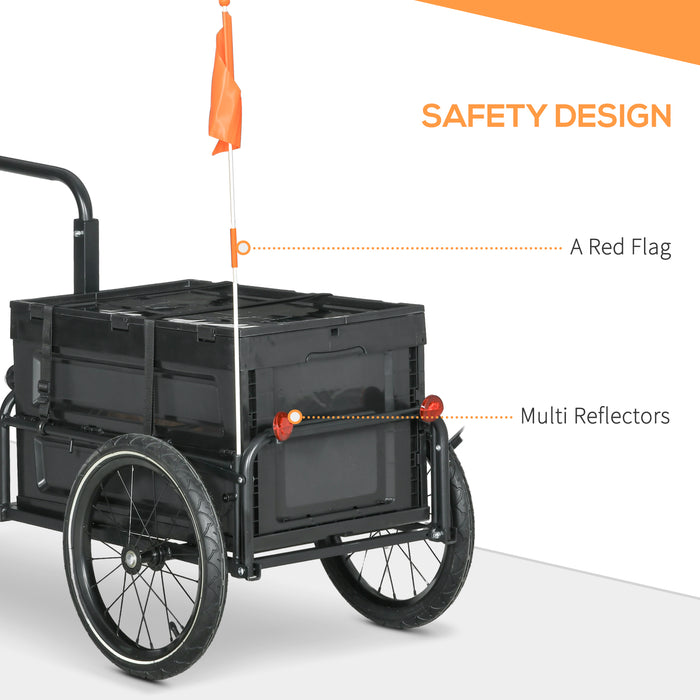 Bicycle Cargo Carrier with 65L Storage - Steel Construction Bike Trailer with Safety Reflectors - Perfect for Hauling Gear up to 40KG