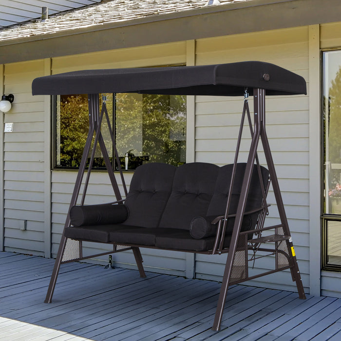 3-Seater Swing Chair Hammock with Canopy - Cushioned Outdoor Bench, Weather-Resistant Shelter - Ideal for Garden and Patio Relaxation