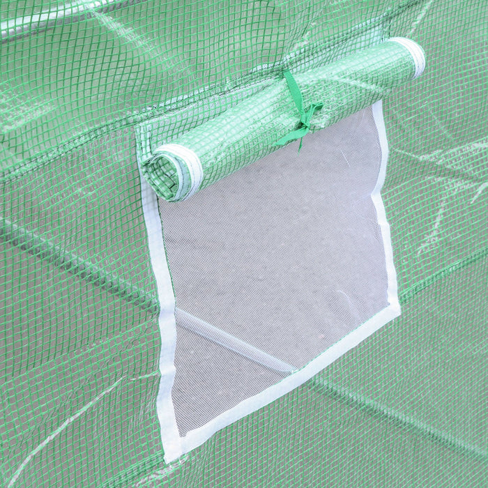 Replacement PE Cover for 3x3x2m Walk-in Tunnel Greenhouse - Green, Roll-Up Windows, Winter Garden Protection - Ideal for Plant Growth and Weather Shield