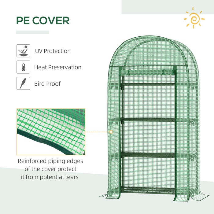 Mini Greenhouse - 80x49x160cm Portable Garden Enclosure with Storage Shelves, Roll-Up Zippered Entry, Metal Frame & PE Protection - Ideal for Outdoor Plant Keeping and Growth