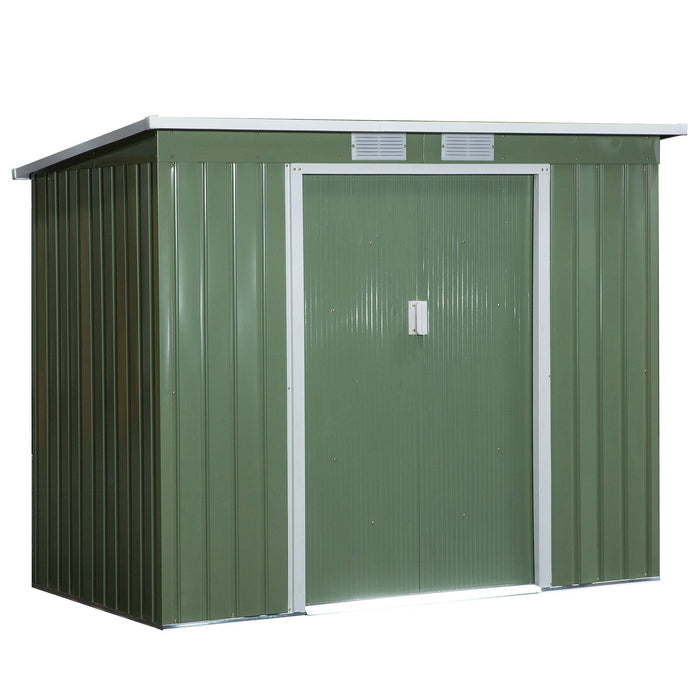 Pend Garden Storage Shed - Double Door with Ventilation Window and Sloped Roof, 213x130x173cm - Ideal for Outdoor Equipment and Tool Organization