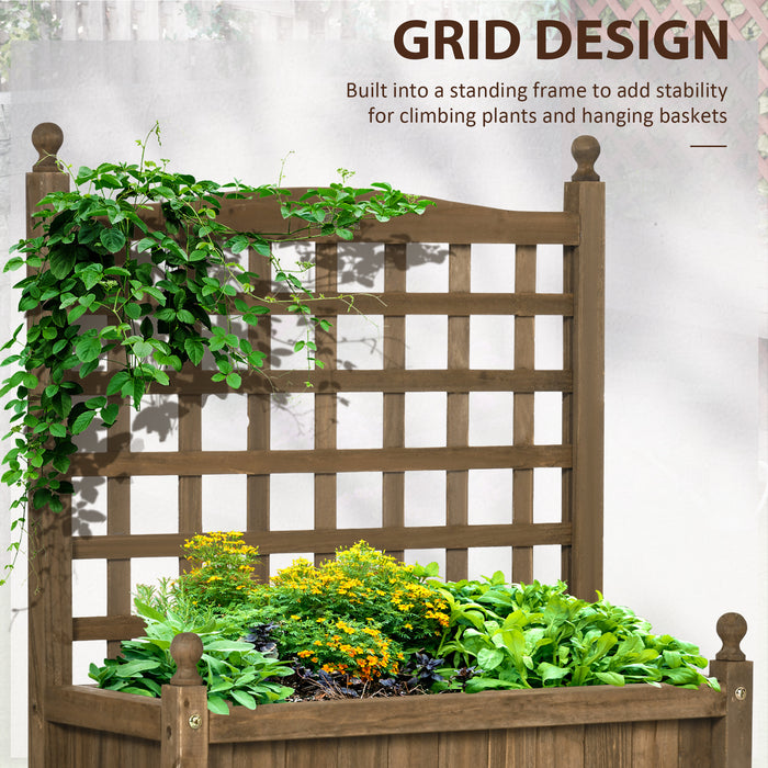 Wooden Garden Planter with Attached Trellis - Raised Bed for Climbing Plants & Flowers, Indoor/Outdoor Use - Ideal for Gardeners, Space-Efficient Gardening Solution