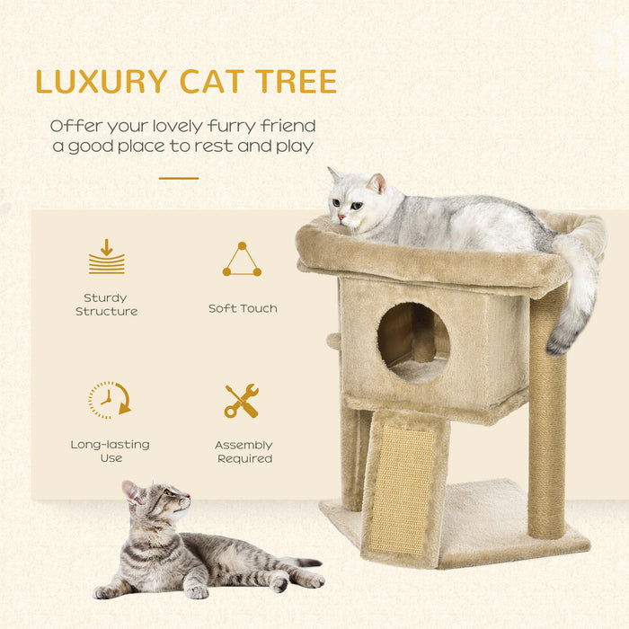 Climbing Activity Center for Cats - Sturdy Kitten Tower with Jute Scratching Pad, Ball Toy, Condo, Perch & Bed - 40x40x57cm Coffee-Hued Cat Playground for Scratching and Relaxing