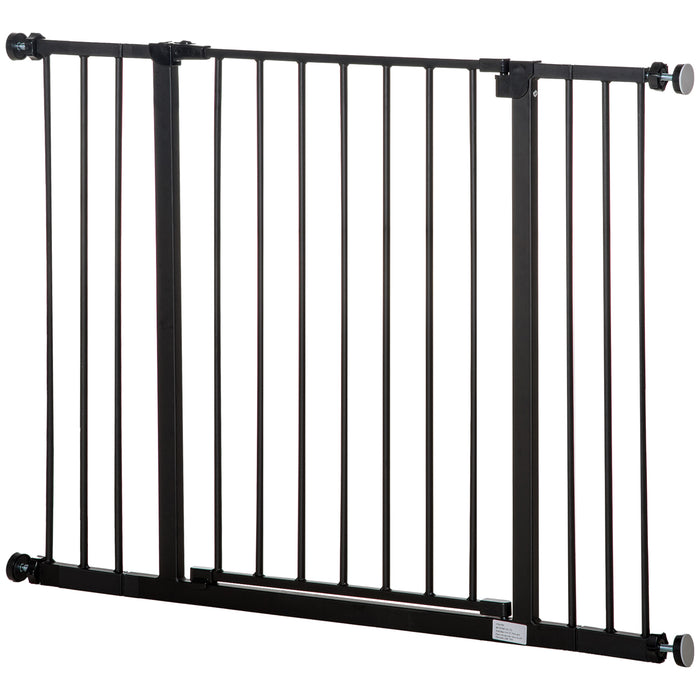 Pet Safety Gate - Dog Stair Barrier with Auto Close Door, Adjustable 76-107cm, Black - Ideal for Keeping Pets Secure and Safe