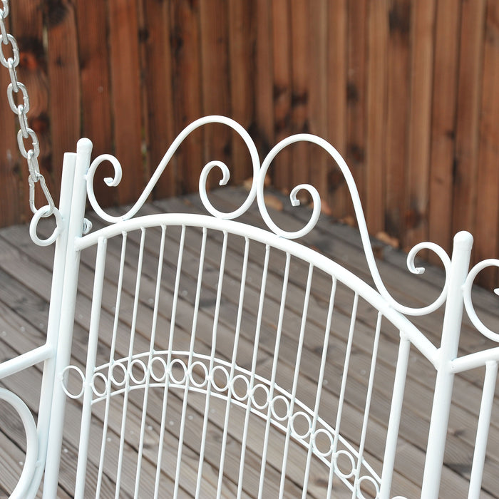 Garden Bliss Metal 2-Seater Swing - Sturdy White Patio Bench - Ideal for Relaxing Outdoors