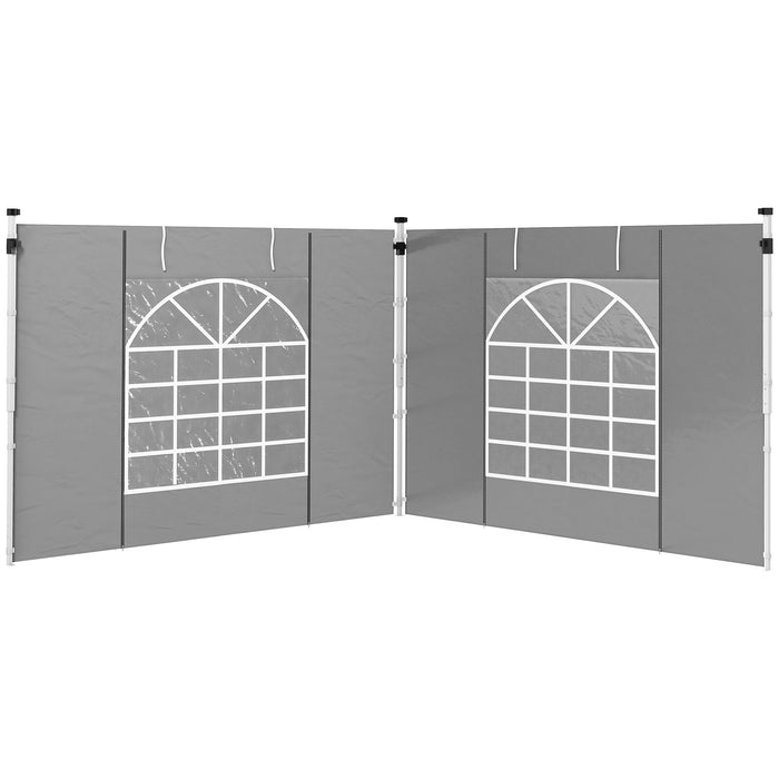 2-Pack Gazebo Side Panels with Windows and Doors - Fits 3x3m or 3x6m Pop Up Gazebos, Replacement Accessories - Ideal for Outdoor Events and Garden Shelter, Light Grey