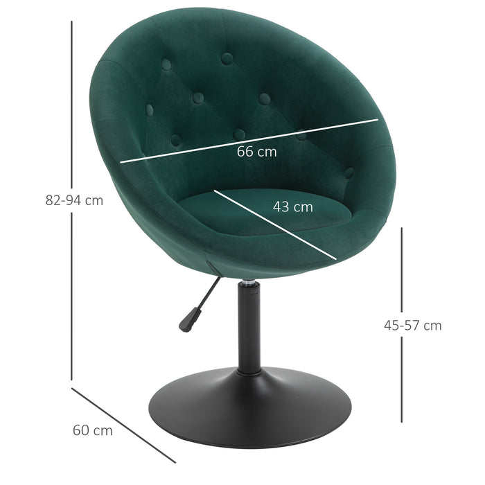 Velvet-Tufted Fabric Bar Stool - Adjustable Dining Height, Armless Swivel Counter Chair in Green - Elegant Seating for Kitchen and Bar Spaces