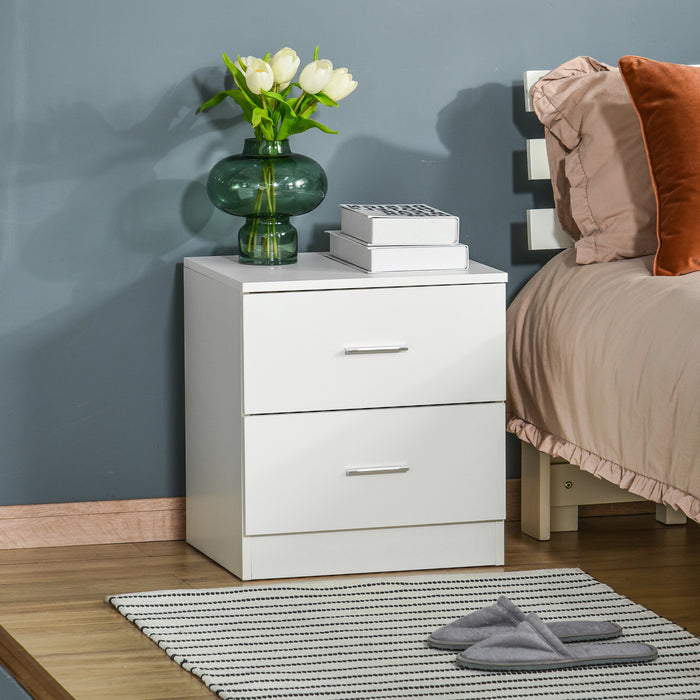 Modern 2-Drawer Bedside Table - Sleek Nightstand with Cabinet Style Storage - Ideal for Bedroom and Living Room Organization