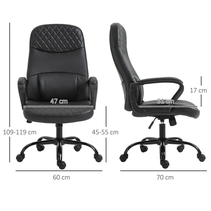 Ergonomic High-Back Executive Massage Chair - PU Leather Vibration, Adjustable Height, Built-in Lumbar Support, Armrests - Ideal for Office Workers Seeking Comfort and Back Relief