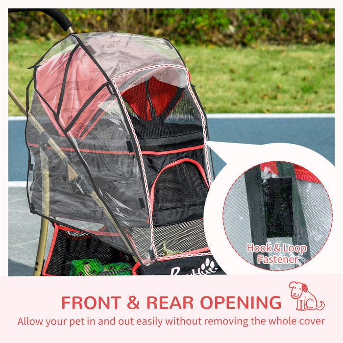 3-in-1 Detachable Pet Stroller with Rain Cover - Cat Dog Pushchair, Foldable Carrier, Universal Wheels & Brake System, Canopy, Storage Basket - Ideal for Secure Pet Travel & Convenience