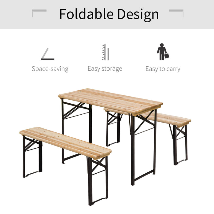 PicnicTime Deluxe Outdoor Wooden Table and Bench Combo - Portable Folding Picnic Set with Seating - Ideal for Family Gatherings, BBQs, and Park Outings