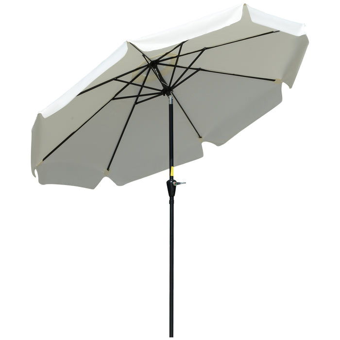 Outdoor Sunshade Parasol - 2.66m Cream White Patio Umbrella with Elegant Ruffles & 8 Sturdy Ribs - Ideal for Garden and Table Sun Protection