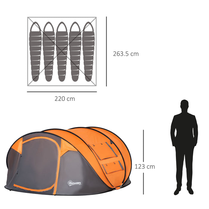 4-5 Person Instant Setup Tent - Waterproof Family Camping Shelter with Mesh and PVC Windows - Easy Transport for Outdoor Adventures