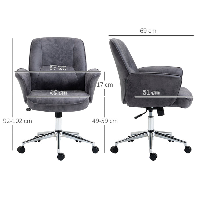 Ergonomic Swivel Desk Chair - Adjustable Mid-Back Office Chair for Work and Study - Ideal for Home Office and Students, Charcoal Grey