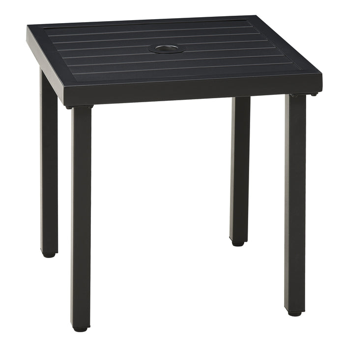 Outdoor Patio Side Table with Umbrella Hole - Durable Steel End Table for Balcony, Garden - Ideal Coffee Table for Relaxation & Entertainment Spaces