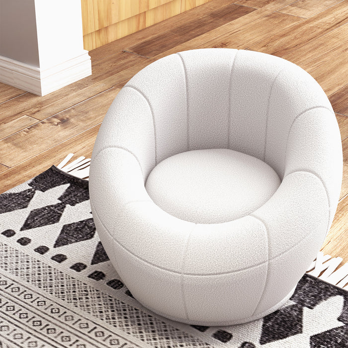 Modern Swivel Armchair - Plush Upholstered Accent Chair for Living Room, Bedroom, Home Office - Contemporary Design in Classic White for Stylish Comfort