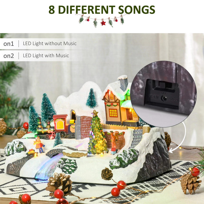 Animated Christmas Village Scene with Rotating Tree and Music - Pre-lit Fiber Optic Holiday Decor Accessory - Festive Tabletop Display for Seasonal Cheer