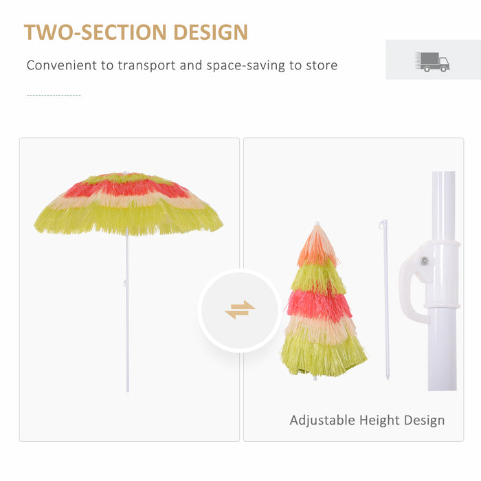 Foldable Hawaii Beach Umbrella - Colorful Rainbow Parasol for Sun Protection - Ideal for Beachgoers and Outdoor Enthusiasts