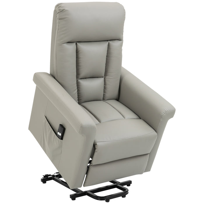 PU Leather Power Lift Recliner Chair - Elderly-Friendly Sofa with Remote Control and Side Pocket - Comfort Seating Solution for Seniors