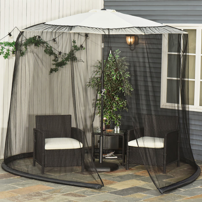 Outdoor Patio Umbrella Screen Cover - 2.3m Mosquito & Insect Net with Zipped Door - Ideal for Bug-Free Al Fresco Dining