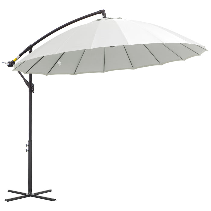 Cantilever Shanghai Parasol - Garden Hanging Banana Sun Umbrella with Crank Handle, 18 Sturdy Ribs, Cross Base - Perfect Shade Solution for Outdoor Spaces