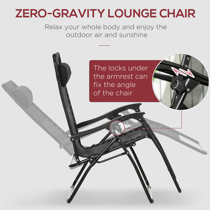 Outdoor Zero Gravity Lounge Chairs with Footrest - Set of 2 Recliners with Detachable Headrest for Patio & Garden - Comfortable Folding Design for Relaxation & Leisure