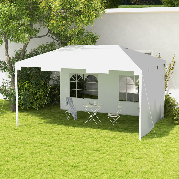 Garden Gazebo Marquee - 3x4m Outdoor Shelter with 2 Sidewalls, Perfect for Patio and Yard Events - Elegant White Party Tent