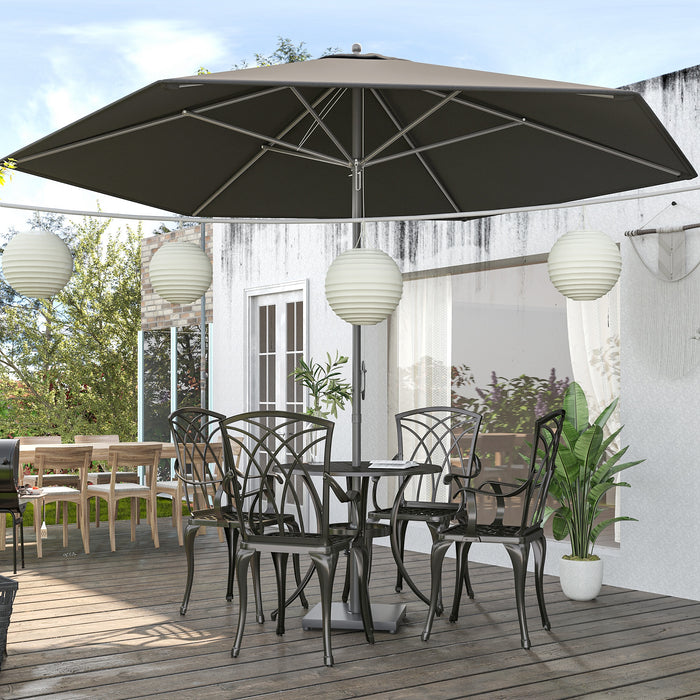 Outdoor Sunshade Canopy Umbrella - 2.8m Patio Parasol with 6 Ribs, Manual Push, Dark Grey - Ideal for Garden and Backyard Comfort