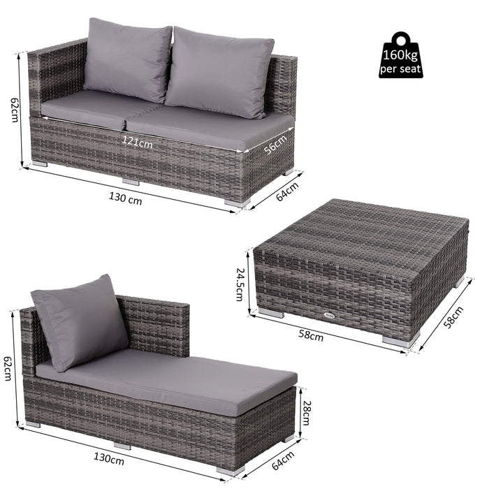 4-Seater PE Rattan Garden Lounge Set - Weather-Resistant Grey Outdoor Furniture Ensemble - Perfect for Patio and Social Gatherings