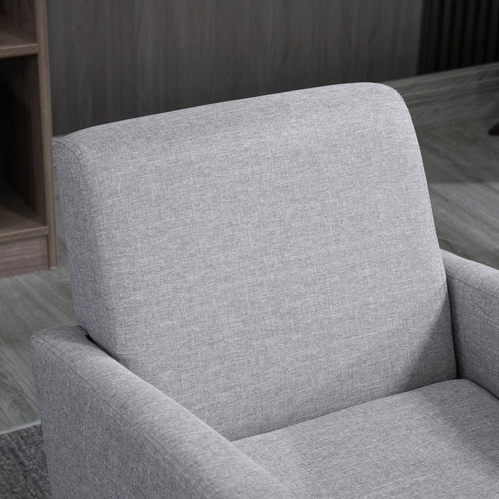 Modern Light Grey Accent Chair - Elegant Occasional Seating with Sturdy Rubberwood Legs - Perfect for Living Room and Bedroom Comfort