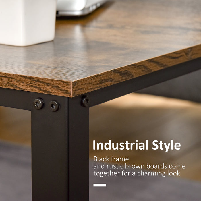 Industrial Style Coffee Cocktail Table - Wood Grain Finish with Storage Shelf - Modern Furniture for Living Room, Entryway, or Office Use