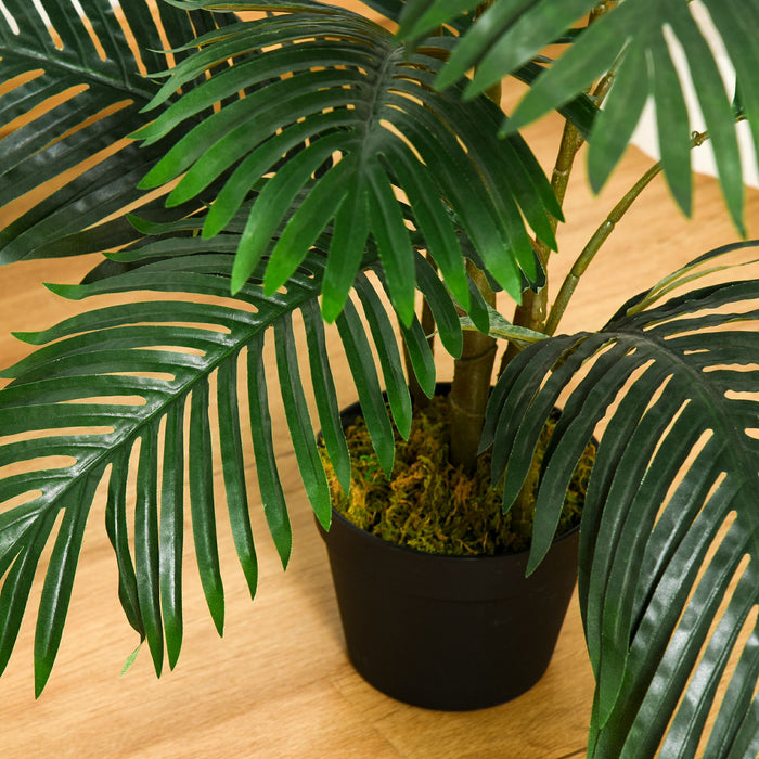 Artificial Palm Plant Tree 140cm/4.6FT - Decorative Faux Greenery with 20 Lifelike Leaves in Nursery Pot - Ideal for Indoor/Outdoor Enhancements & Home Office Decor