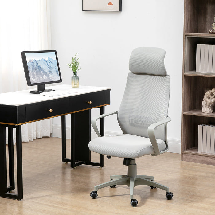 Ergonomic High-Back Mesh Home Office Chair with Wheels - Adjustable Height and Comfortable Lumbar Support - Ideal for Work from Home Professionals and Students