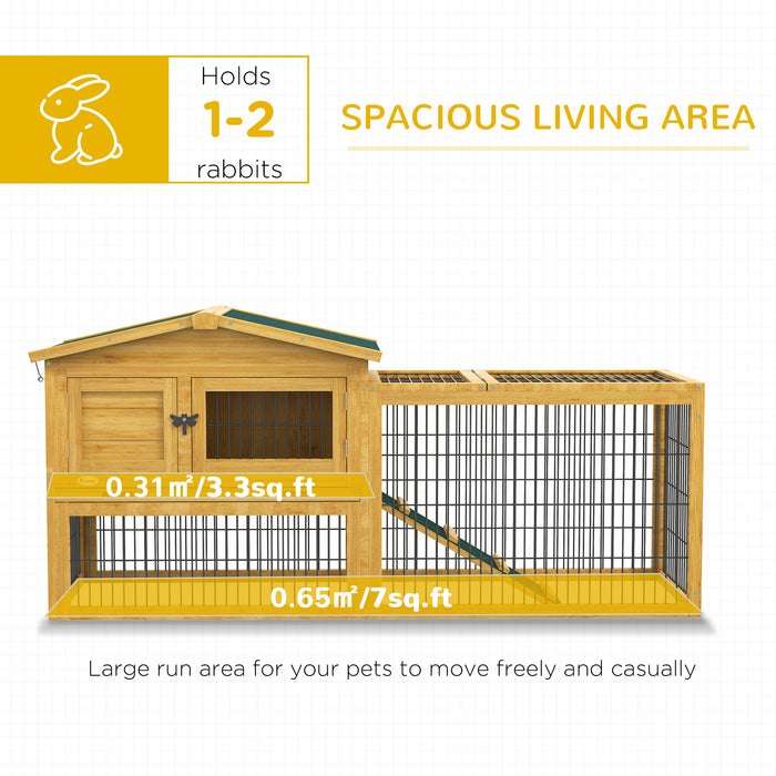 Deluxe Wooden Rabbit Hutch - Spacious Outdoor Run and Weather-Resistant Coating, Yellow - Ideal Home for Pet Rabbits and Small Animals