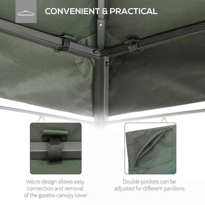 3x4m Gazebo Canopy Replacement - UV-Protective 2-Tier Top Patio Awning, Deep Grey - Ideal for Outdoor Shelter and Garden Enhancement