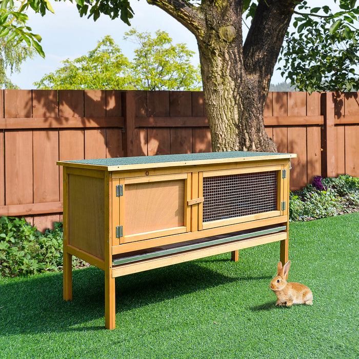 Deluxe Wooden Rabbit Hutch - Spacious Outdoor Cage with Hinged Top and Slide-Out Tray for Easy Cleaning - Ideal for Guinea Pigs, Bunnies, and Other Small Animals