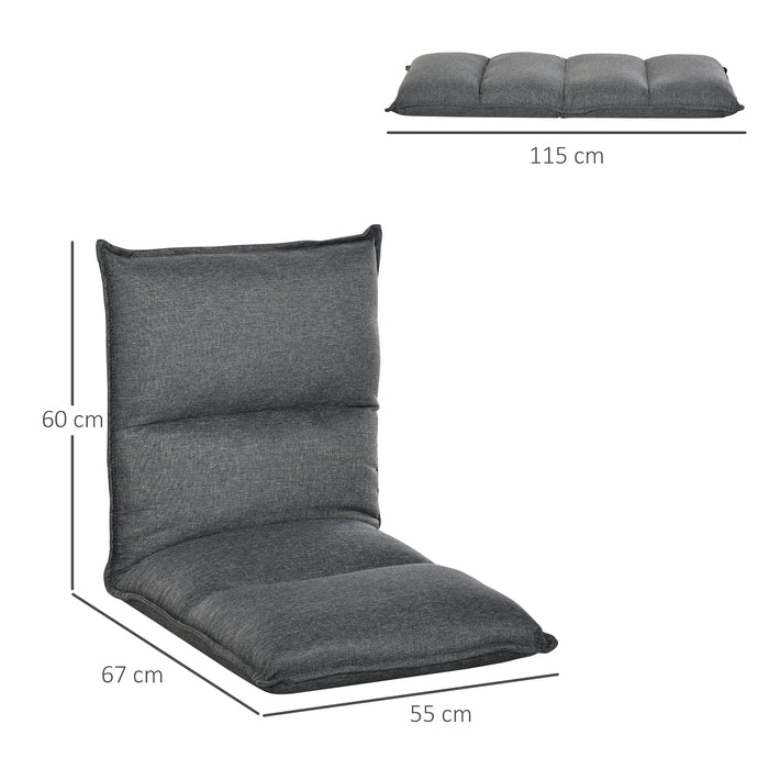 Foldable Padded Sofa with Adjustable Backrest - Thick Seat Cushion Lazy Lounge Chair in Grey - Perfect for Small Spaces and Comfort Seekers