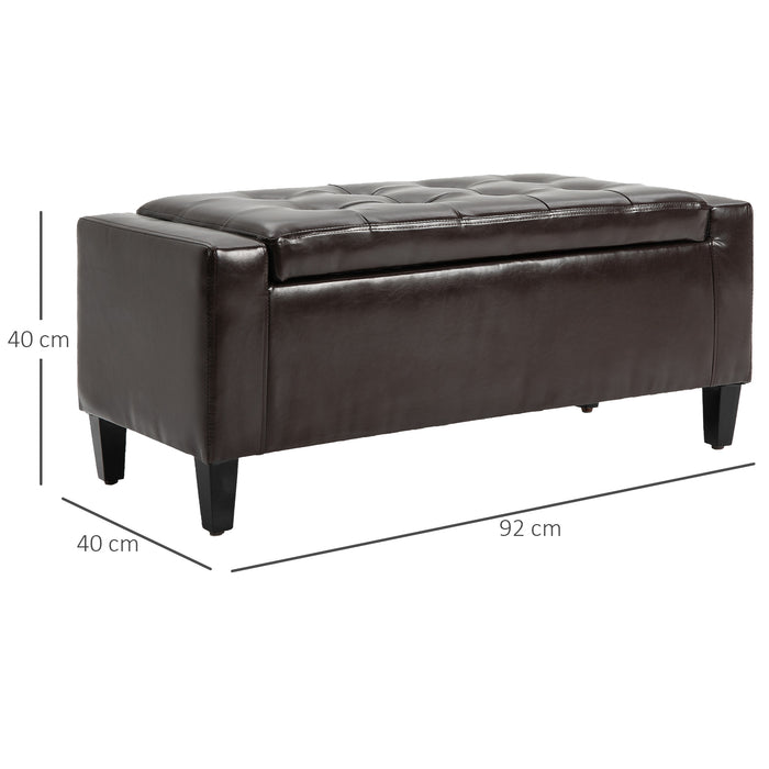PU Leather Upholstered Ottoman with Lift-Top Storage - Elegant Tufted Design in Rich Brown - Space-Saving Solution for Living Rooms and Bedrooms