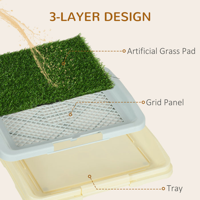 Portable Artificial Grass Puppy Potty Training Pad - Easy-Clean Grid Panel and Tray System, 46.5 x 34cm - Ideal for Indoors, Small Spaces & Housebreaking Assist