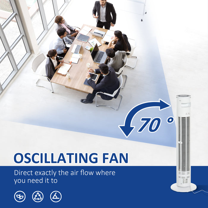 Freestanding 30-Inch Tower Fan with LED & Remote - 3 Speed Settings, 70° Oscillation, 10-Hour Timer - Perfect for Home & Office Cooling Needs