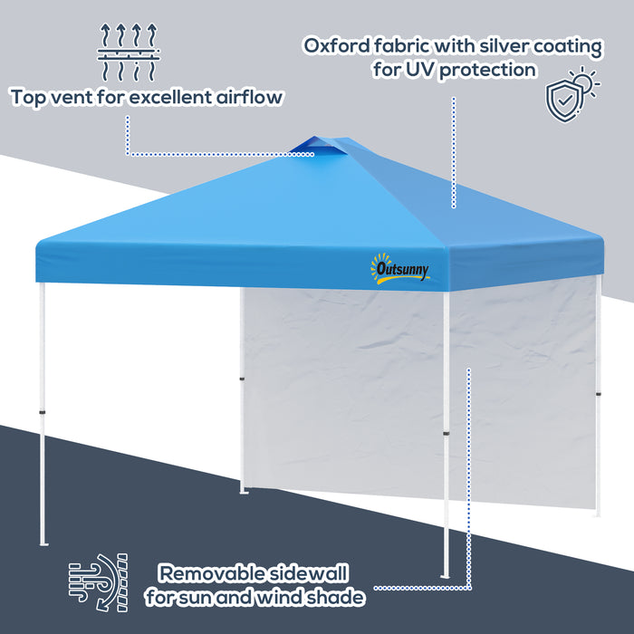 3x3M Pop Up Gazebo - Waterproof Sidewall, Portable Roller Bag, Adjustable Height - Ideal Event Shelter for Garden, Patio Use, in Blue