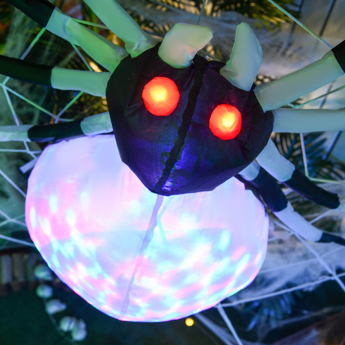 Giant 5FT Halloween Inflatable Spider - Colorful LED-Lit Hanging Outdoor Decor - Perfect for Spooky Lawn Displays and Parties