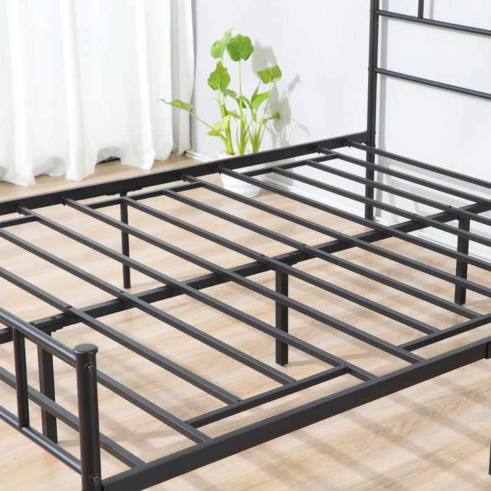 Sturdy Double Metal Bed Frame with Headboard and Footboard - Slatted Support Base & Ample Underbed Storage - Ideal Bedroom Furniture Solution