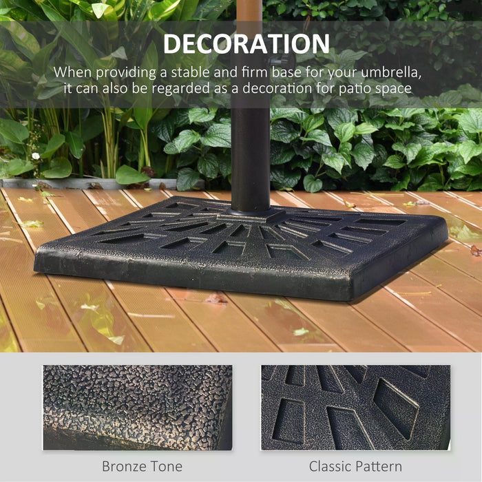 15kg Parasol Base - Square Colophony Garden Patio Umbrella Stand with Durable Bronze Pattern - Sunshade Support for Outdoor Spaces