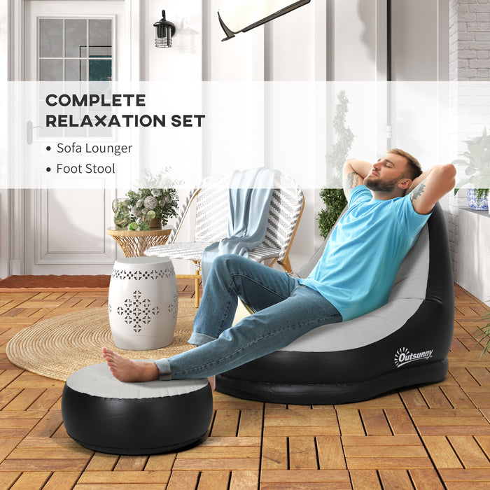 Inflatable Lounger with Footrest and Built-in Cupholder - Comfortable Chair Set for Gaming, Reading, Movies - Perfect for Relaxation and Entertainment Spaces