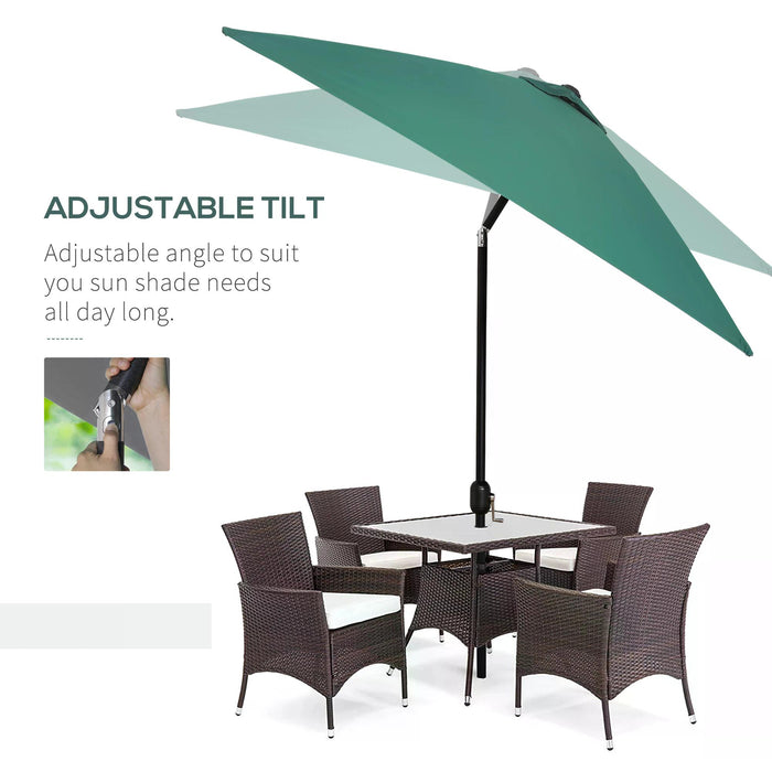 3x2m Rectangular Patio Umbrella - Garden Canopy Sun Shade with Tilt and Crank Features, Steel Frame - Ideal for Outdoor Leisure and Protecting from Sun