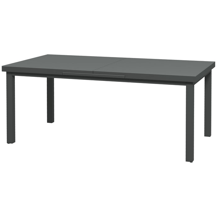 Extensible Aluminum Patio Table - 6-8 Seater Rectangular Outdoor Dining Furniture for Lawn & Balcony - Ideal for Family Gatherings in Charcoal Grey