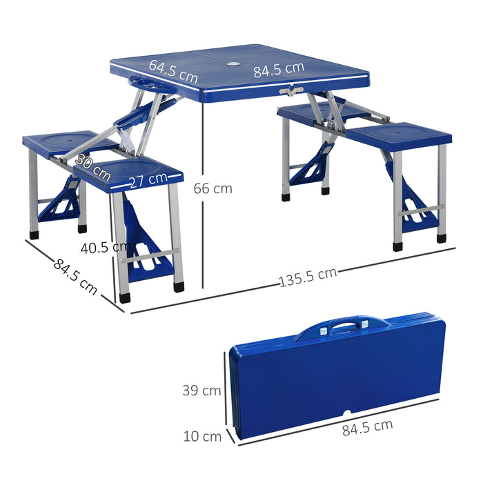 Portable Picnic Table with Attached Bench Set - Sturdy, Foldable, and Weather-Resistant - Ideal for Outdoor Family Gatherings and Park Visits