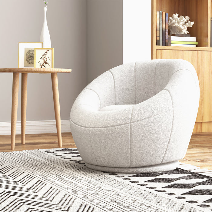 Modern Swivel Armchair - Plush Upholstered Accent Chair for Living Room, Bedroom, Home Office - Contemporary Design in Classic White for Stylish Comfort